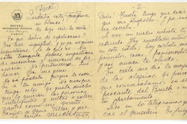[Carta] 1926, París, Francia [a una amiga "Monito"]  [manuscrito] Elvira Santa Cruz Ossa (Roxane).