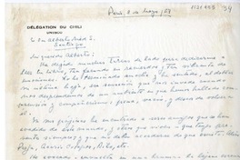 [Carta] 1957 mayo 8, Paris, Francia [a] Alberto Ried, Santiago, Chile  [manuscrito] Carlos [Morla Lynch].