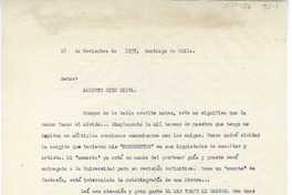 [Carta] 1957 noviembre 26, Santiago, Chile [a] Alberto Ried, Santiago, Chile  [manuscrito] Roberto Hernández Ponce.