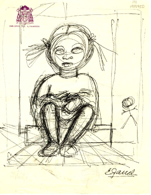 [Boceto de una niña sentada]  [original de arte] Emma Jauch.