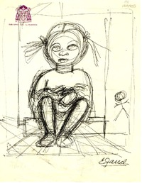 [Boceto de una niña sentada]  [original de arte] Emma Jauch.