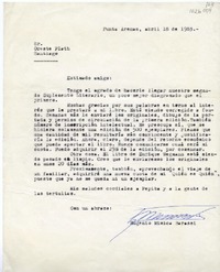 [Carta] 1983 abril 18, Punta Arenas, Chile [a] Oreste Plath  [manuscrito] Eugenio Mimica Barassi.