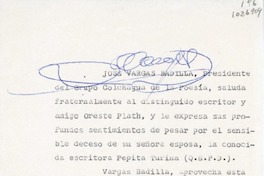 [Carta] 1986 marzo 12, San Fernando, Chile [a] Oreste Plath  [manuscrito] Eduardo Ossandón Silva.