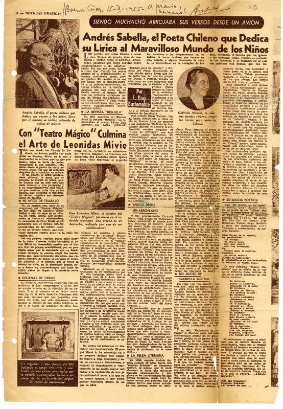 [Carta] 1955 febrero 15, Buenos Aires, Argentina [a] Mario Ferrero  [Manuscrito] Andrés Sabella.