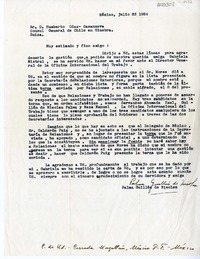[Carta] 1954 julio 23, México [a] Humberto Díaz Casanueva, Ginebra, Suiza  [manuscrito] Palma Guillén de Nicolau.