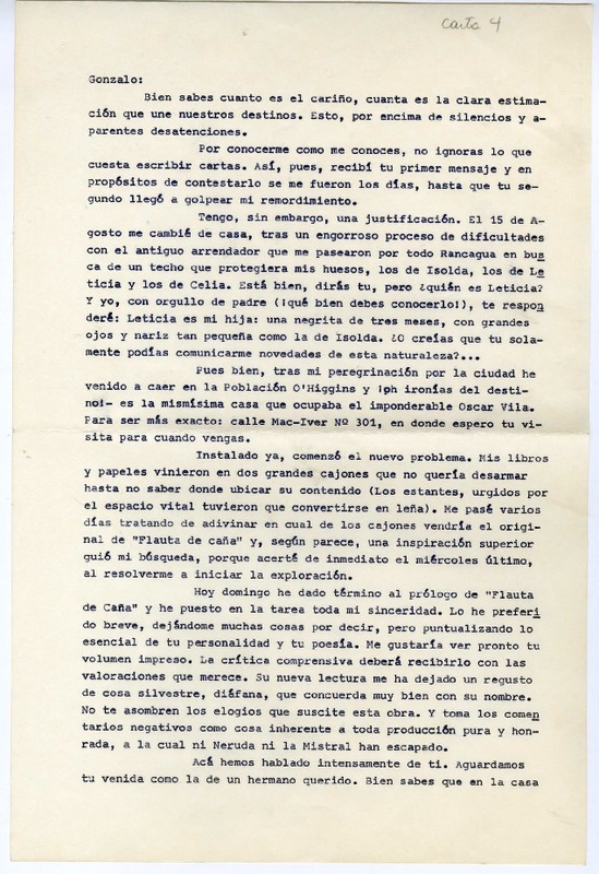 [Carta] 1943 septiembre 5, Rancagüa, Chile [a] Gonzalo Drago  [manuscrito] Oscar Castro.