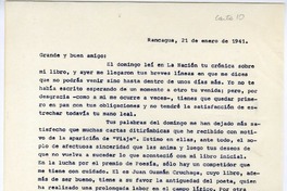 [Carta] 1941 enero 21, Rancagüa, Chile [a] Gonzalo Drago  [manuscrito] Oscar Castro.