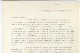 [Carta] 1939 noviembre 8, Rancagüa, Chile [a] Gonzalo Drago  [manuscrito] Oscar Castro Z.