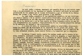 [Discurso a nombre de la Alianza de Intelectuales de Chile]  [manuscrito] [Oscar Castro.]