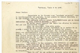 [Carta] 1947 junio 5, Santiago, Chile [a] Oscar Castro  [manuscrito] Edmundo Concha.
