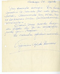 [Carta] 1962 agosto 29, Santiago, Chile [a] Juan Guzmán Cruchaga  [manuscrito] Virginia Cox de Huneeus.