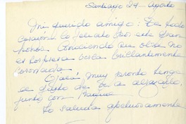 [Carta] 1962 agosto 29, Santiago, Chile [a] Juan Guzmán Cruchaga  [manuscrito] Virginia Cox de Huneeus.