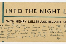 [Carta] [1960] [Nueva York] [a] Juan Guzmán Cruchaga  [manuscrito] Henry Miller.