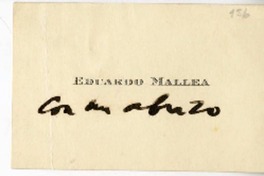 [Tarjeta] [1950] Santiago, Chile [a] Juan Guzmán Cruchaga  [manuscrito] Eduardo Malles.