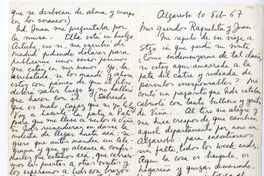 [Carta] 1967 febrero 10, Algarrobo, Chile [a] Juan Guzmán Cruchaga  [manuscrito] Rosa Cruchaga.