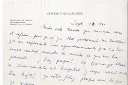 [Carta] 1964 septiembre 23, Berkeley, California [a] Juan Guzmán Cruchaga  [manuscrito] Fernando Alegría.