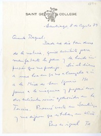 [Carta] 1979 agosto 8, Santiago, Chile [a] Raquel Tapia Caballero  [manuscrito] Hugo Montes.