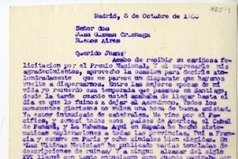 [Carta] 1953 octubre 5, Madrid, España [a] Juan Guzmán Cruchaga  [manuscrito] [Daniel].