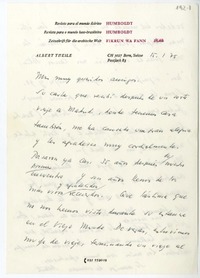 [Carta] 1975 enero 15, Suiza [a] Juan Guzmán Cruchaga  [manuscrito] Albert Theile.