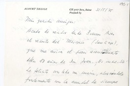 [Carta] 1975 mayo 31, Suiza [a] Juan Guzmán Cruchaga  [manuscrito] Albert Theile.