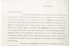 [Carta] 1975 mayo 31, Santiago, Chile [a] Juan Guzmán Cruchaga  [manuscrito] Hernán del Solar.