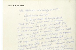 [Carta] 1959 marzo 17, San Salvador [a] Consuelo  [manuscrito] Juan Guzmán Cruchaga.