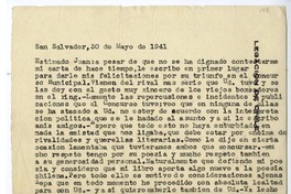 [Carta] 1941 mayo 30, San Salvador [a] Juan Guzmán Cruchaga  [manuscrito] Humberto Díaz-Casanueva.
