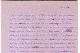 [Carta] [entre 1923 y 1928] mayo 29, Santiago, Chile [a] Juan Guzmán Cruchaga  [manuscrito] Marta Brunet.