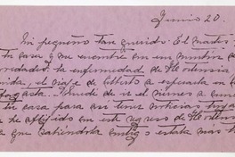 [Carta] [entre 1923 y 1928] junio 20, Santiago, Chile [a] Juan Guzmán Cruchaga  [manuscrito] Marta Brunet.