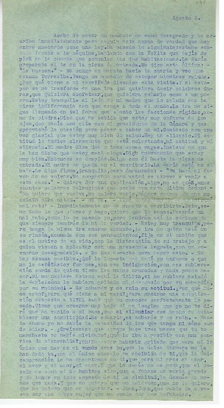 [Carta] [entre 1923 y 1928] agosto 3, Santiago, Chile [a] Juan Guzmán Cruchaga  [manuscrito] Marta Brunet.