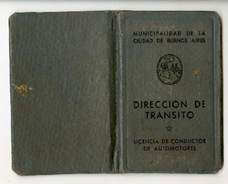 [Licencia de conducir] 1953 junio 17, Buenos Aires, Argentina [a] Juan Guzmán Cruchaga  [manuscrito] Dirección de tránsito (Argentina).