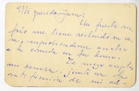 [Tarjeta] 1962 mayo 24, Santiago, Chile [a] Juan Guzmán Cruchaga  [manuscrito] Julio Barrenechea.