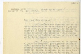 [Carta] 1968 enero 10, Santiago, Chile [a] Juan Guzmán Cruchaga  [manuscrito] Salvador Reyes.