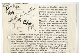 Y va a caer  [manuscrito] Matilde Ladrón de Guevara.