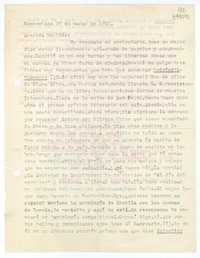 [Carta] 1952 marzo 28, Montevideo, [Uruguay] [a la] Querida Matilde  [manuscrito] Hugo Emilio [Pedemonte].
