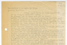 [Carta] 1952 mayo 3, Montevideo, [Uruguay] [a la] Querida Matilde  [manuscrito] Hugo Emilio [Pedemonte].
