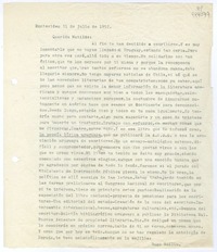 [Carta] 1952 julio 31, Montevideo, [Uruguay] [a la] Querida Matilde  [manuscrito] Hugo Emilio [Pedemonte].