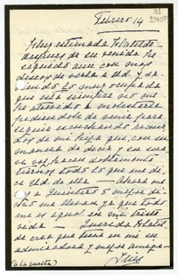 [Carta] [1954] febrero 14 [a] Muy estimada Matilde  [manuscrito] Inés [Subercaseaux].