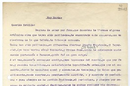[Carta] [1954] Hoy martes [a] Querida Matilde  [manuscrito] Inés Subercaseaux.