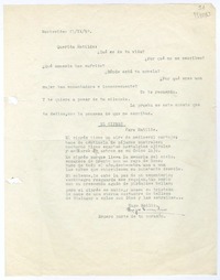 [Carta] 1952 septiembre 21, Montevideo, [Uruguay] [a la] Querida Matilde  [manuscrito] Hugo Emilio [Pedemonte].