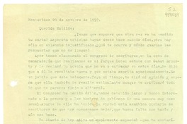 [Carta] 1952 octubre 28, Montevideo, [Uruguay] [a la] Querida Matilde  [manuscrito] Hugo Emilio [Pedemonte].