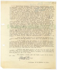 [Carta] 1952 octubre 30, Santiago, [Chile] [a la] Queridísima Matilde  [manuscrito] Gladys Thein.
