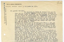 [Carta] 1951 enero 5, Montevideo, Uruguay [a] Mi querida Matilde  [manuscrito] Hugo Emilio Pedemonte.
