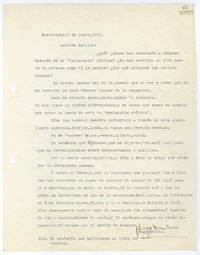 [Carta] 1953 junio 9, Montevideo, [Uruguay] [a] Querida Matilde  [manuscrito] Hugo Emilio Pedemonte.