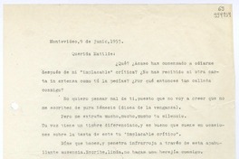 [Carta] 1953 junio 9, Montevideo, [Uruguay] [a] Querida Matilde  [manuscrito] Hugo Emilio Pedemonte.