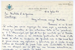 [Carta] 1953 julio 17, Lima, Perú [a] Matilde Ladrón de Guevara, Santiago  [manuscrito] Yascha Rein.