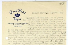 [Carta] 1953 agosto 27, Buenos Aires [a] Queridísima Matilde  [manuscrito] Gladys Thein.