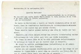 [Carta] 1953 septiembre 30, Montevideo, [Uruguay] [a] Querida Matilde  [manuscrito] Hugo Emilio Pedemonte.