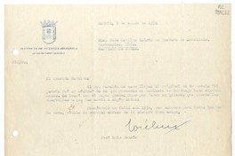 [Carta] 1954 enero 8, Madrid, España [a] Matilde Ladrón de Guevara de Arredondo, Santiago de Chile  [manuscrito] José Luis Messía y Jiménez.