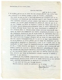 [Carta] 1954 enero 29, Montevideo [a] Querida Matilde  [manuscrito] Hugo Emilio [Pedemonte].
